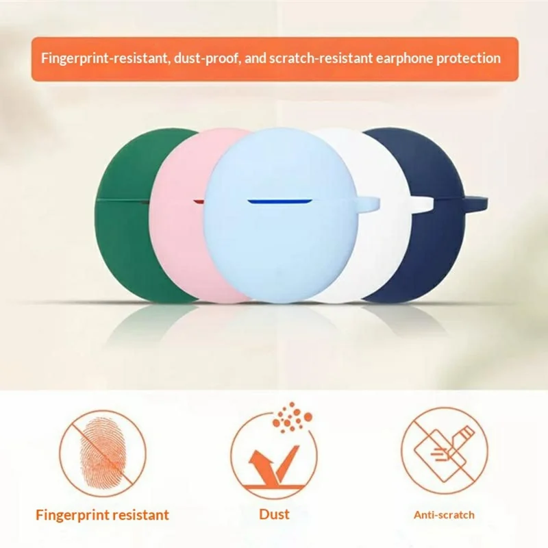 For Oppo Enco Air5s Silicone Case Wireless Earbuds Protective Cover with Anti-Lost Buckle - Blackish Green