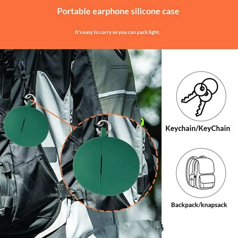 For Oppo Enco Air5s Silicone Case Wireless Earbuds Protective Cover with Anti-Lost Buckle - Blackish Green