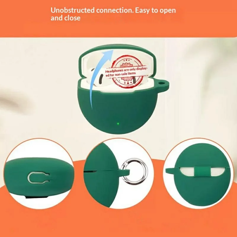 For Oppo Enco Air5s Silicone Case Wireless Earbuds Protective Cover with Anti-Lost Buckle - Blackish Green