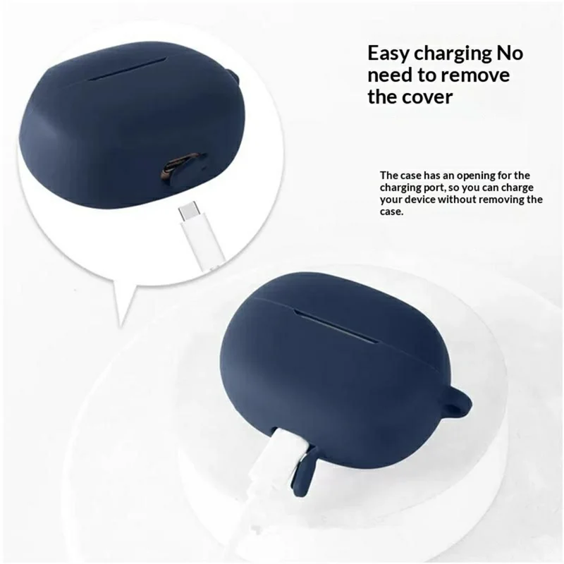 For Honor Earbuds Clip Pro Silicone Case Wireless Earbuds Protective Cover with Anti-Lost Buckle - Dark Blue