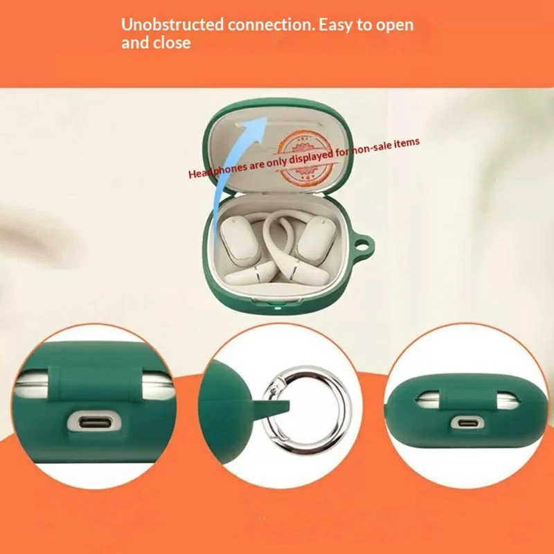 Für Honor Choice Open-Ear Earbuds 3 Silikonhülle, kabellose Ohrhörer Schutzhülle mit Anti-Verlust-Schnalle - Schwarzgrün
