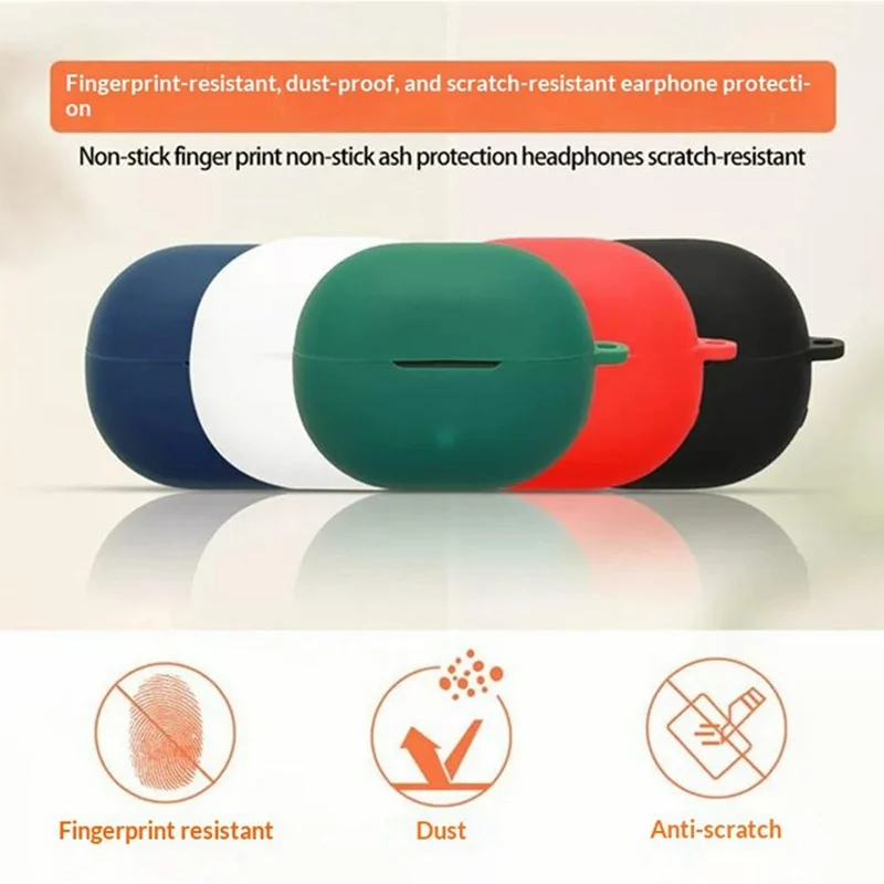 For SoundPEATS POP Clip2 / UU2 Silicone Case Wireless Earbuds Protective Cover with Anti-Lost Buckle - Blackish Green