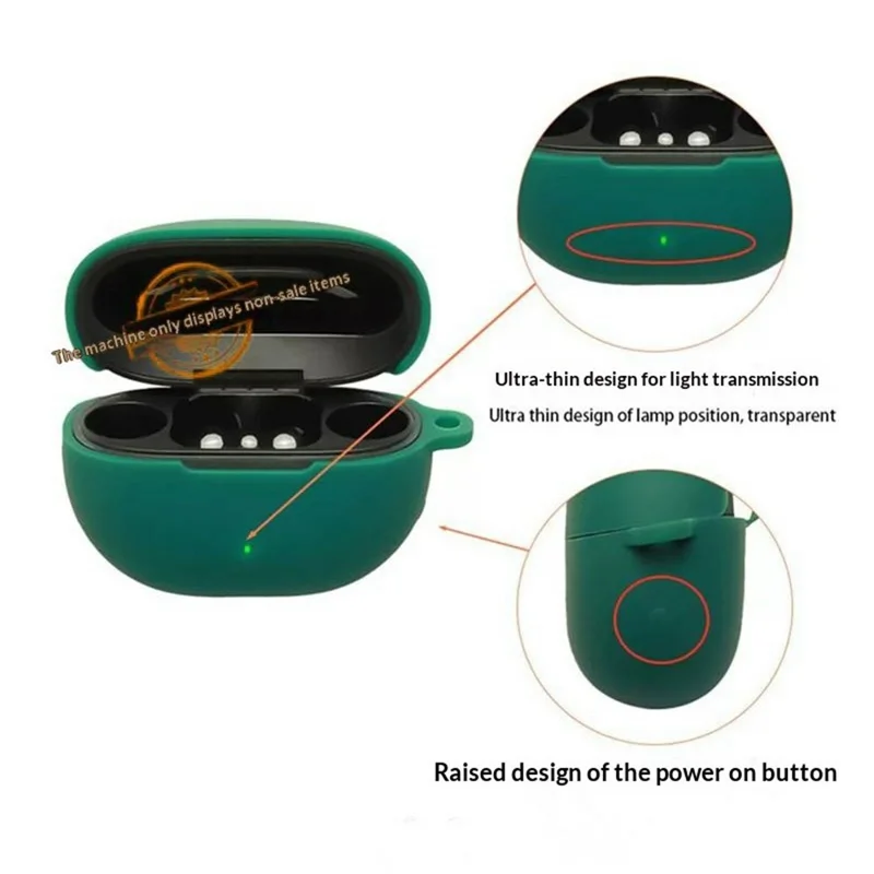 For SoundPEATS POP Clip2 / UU2 Silicone Case Wireless Earbuds Protective Cover with Anti-Lost Buckle - Blackish Green