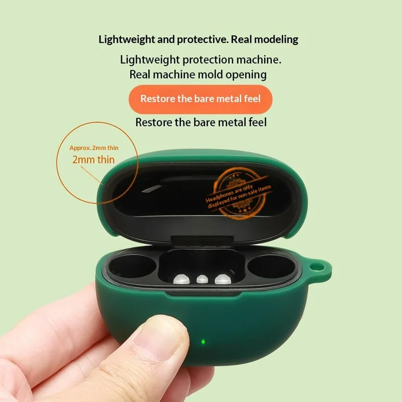 For SoundPEATS POP Clip2 / UU2 Silicone Case Wireless Earbuds Protective Cover with Anti-Lost Buckle - Blackish Green