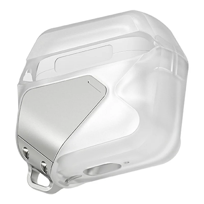 AULUMU A29 Étui de Protection pour AirPods 4 Design Géométrique Coque d'Écouteurs TPU avec Lanière - Blanc Transparent