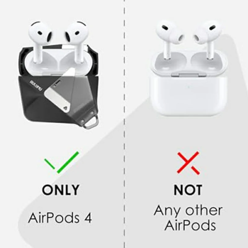 AULUMU A29 Étui de Protection pour AirPods 4 Design Géométrique Coque d'Écouteurs TPU avec Lanière - Blanc Transparent