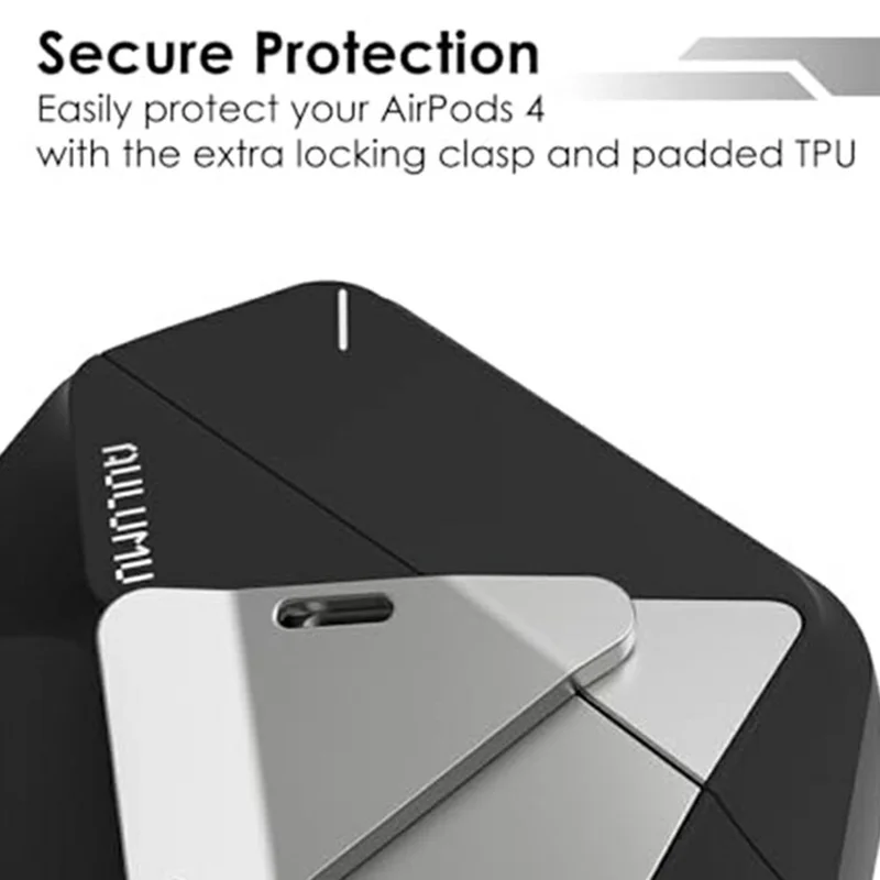 AULUMU A29 Étui de Protection pour AirPods 4 Design Géométrique Coque d'Écouteurs TPU avec Lanière - Blanc Transparent