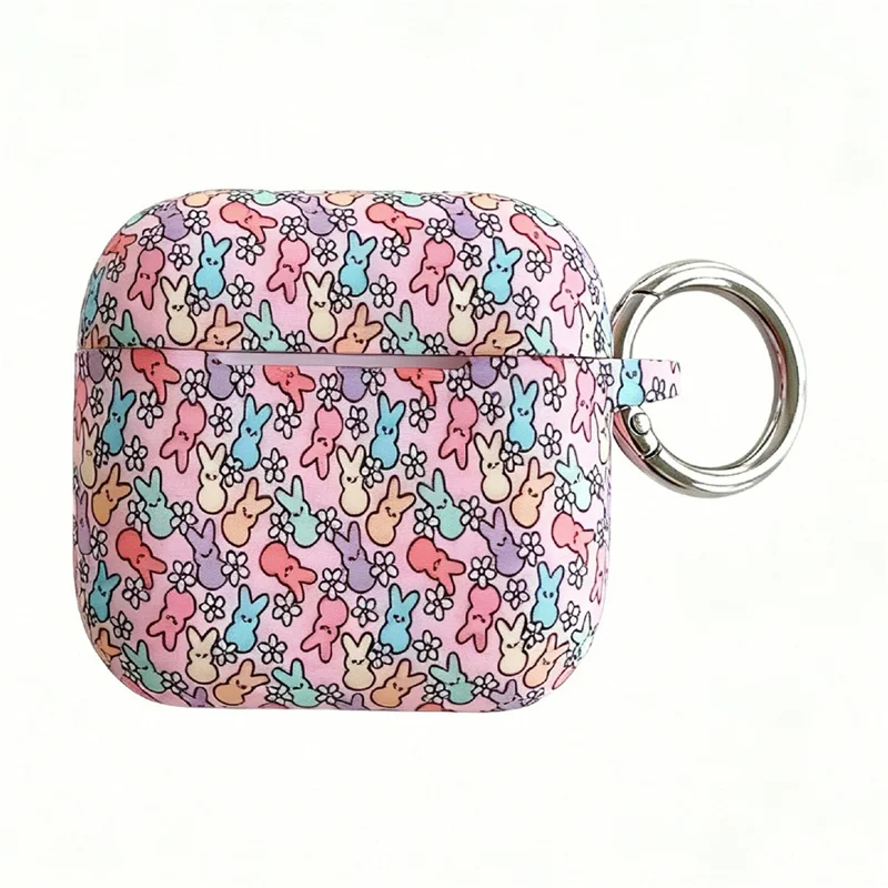 Silicone Case for AirPods 4 Cute Rabbit Pattern Earphone Protective Cover with Hanging Buckle