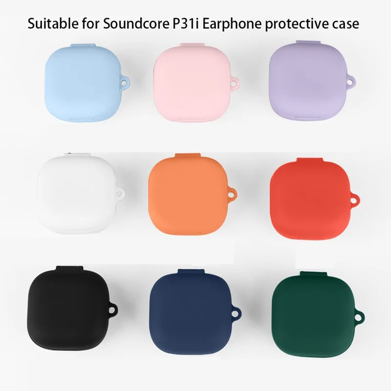 For Anker Soundcore P31i / R60i NC Silicone Case Wireless Earbuds Protective Cover with Anti-Lost Buckle - Red