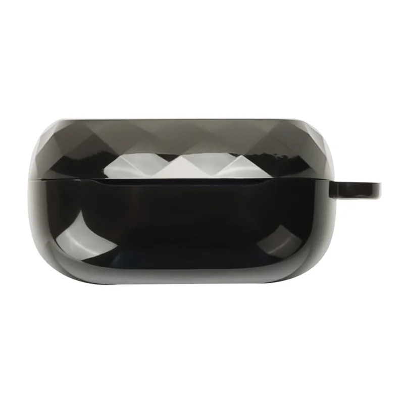 TPU Case for JBL Live Buds 4 / Beam 4 / Flex 4 Diamond Texture Protective Cover with Anti-Lost Buckle - Transparent Black