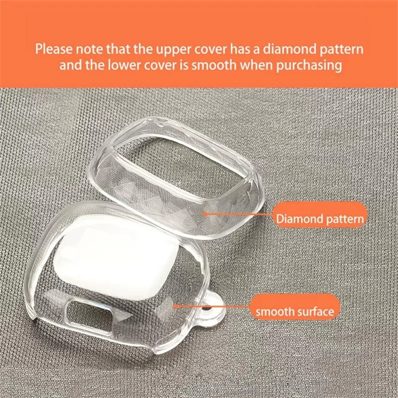 TPU Case for JBL Live Buds 4 / Beam 4 / Flex 4 Diamond Texture Protective Cover with Anti-Lost Buckle - Transparent Black