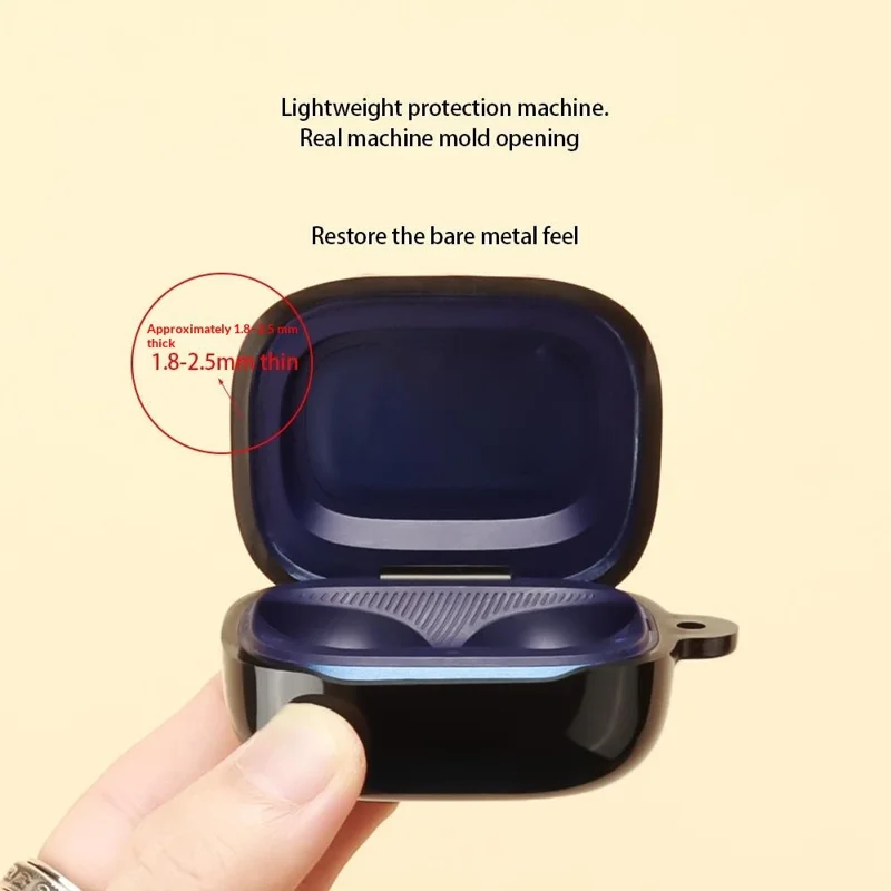 TPU Case for JBL Live Buds 4 / Beam 4 / Flex 4 Diamond Texture Protective Cover with Anti-Lost Buckle - Transparent Black