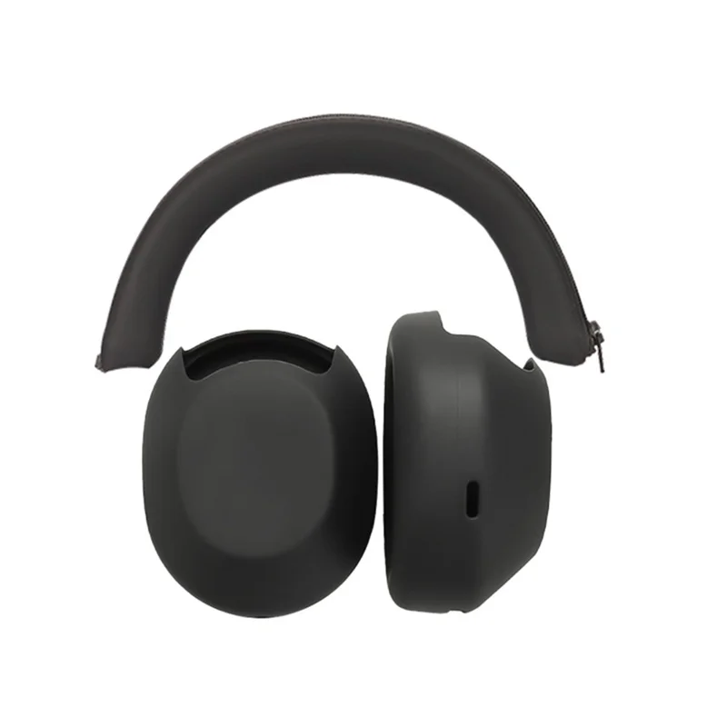 2Pcs Silicone Case For Sony WH-1000XM5 Headphones Headband Cover Ear Cup Protective Set - Black