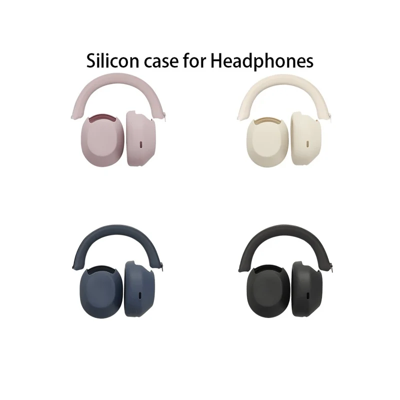 2Pcs Silicone Case For Sony WH-1000XM5 Headphones Headband Cover Ear Cup Protective Set - Black