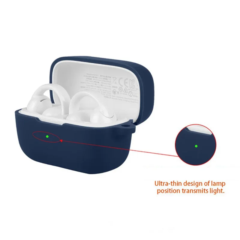 For Anker Soundcore C50i Silicone Case Wireless Earbuds Protective Cover with Anti-Lost Buckle - Dark Blue