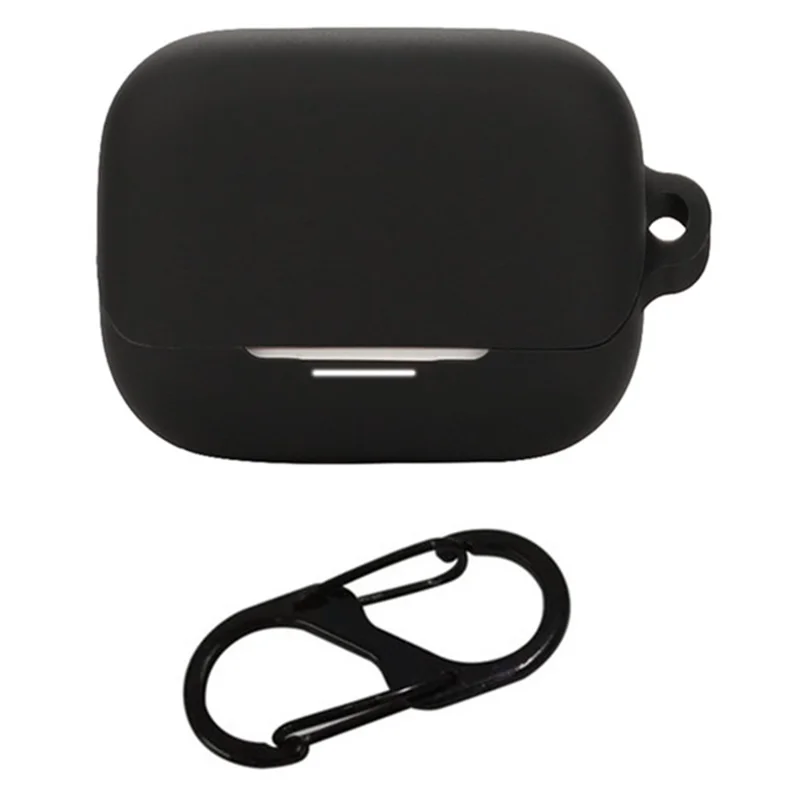 For Anker Soundcore K20i Silicone Case Wireless Earbuds Protective Cover with Anti-Lost Buckle - Black