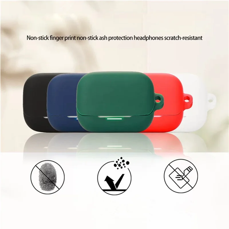 For Anker Soundcore K20i Silicone Case Wireless Earbuds Protective Cover with Anti-Lost Buckle - Black
