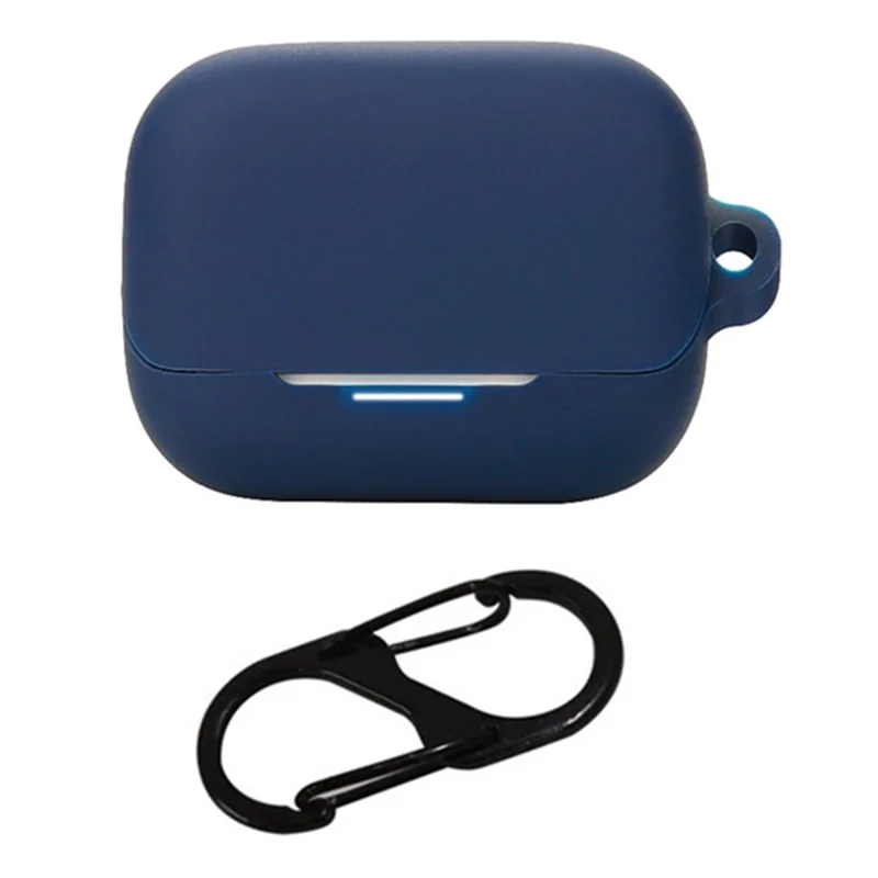 For Anker Soundcore K20i Silicone Case Wireless Earbuds Protective Cover with Anti-Lost Buckle - Dark Blue