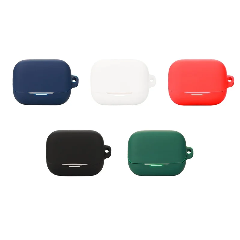 For Anker Soundcore K20i Silicone Case Wireless Earbuds Protective Cover with Anti-Lost Buckle - Dark Blue