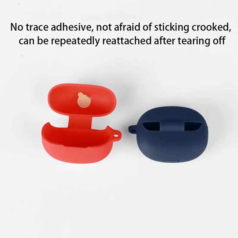 For vivo TWS 5e Silicone Case Wireless Earbuds Protective Cover with Anti-Lost Buckle - Dark Blue