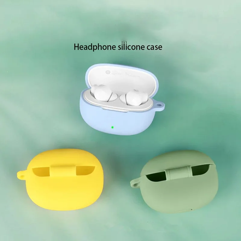 For vivo TWS 5e Silicone Case Wireless Earbuds Protective Cover with Anti-Lost Buckle - Matcha Green