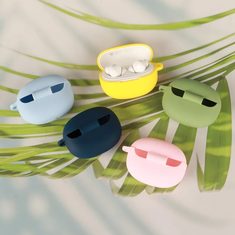 For vivo TWS 5e Silicone Case Wireless Earbuds Protective Cover with Anti-Lost Buckle - Matcha Green