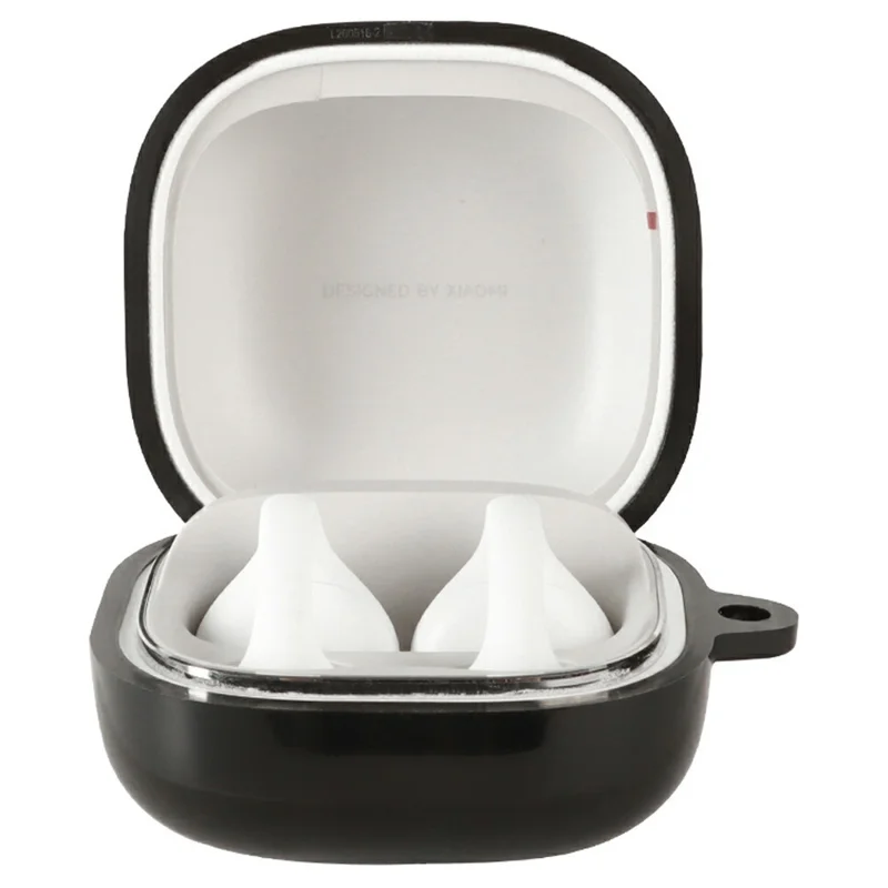 For Xiaomi Clip-On Earbuds Case Diamond Pattern Clear TPU Protective Cover with Anti-lost Hook - Transparent Black