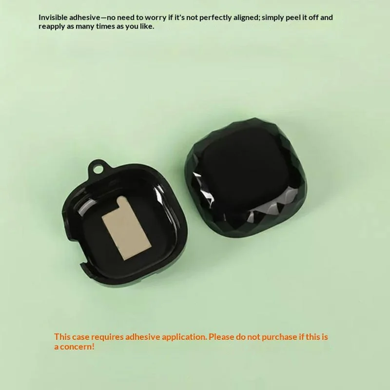 For Xiaomi Clip-On Earbuds Case Diamond Pattern Clear TPU Protective Cover with Anti-lost Hook - Transparent Black