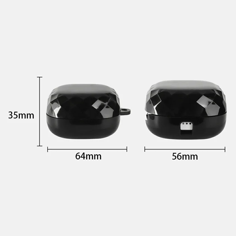 For Xiaomi Clip-On Earbuds Case Diamond Pattern Clear TPU Protective Cover with Anti-lost Hook - Transparent Black