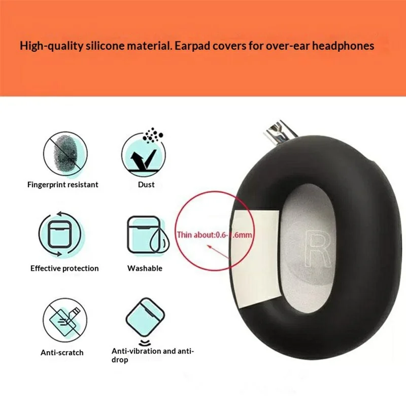 2Pcs for Sony 1000X The Collexion Headphone Silicone Ear Cushion Cover Earpad Protective Case - Black