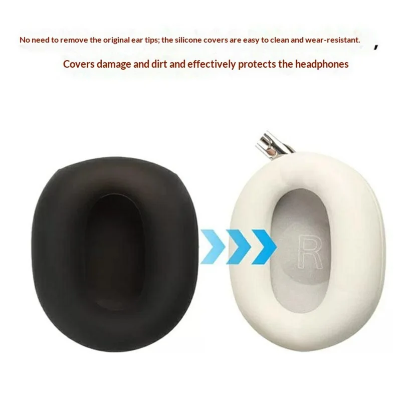 2Pcs for Sony 1000X The Collexion Headphone Silicone Ear Cushion Cover Earpad Protective Case - Black
