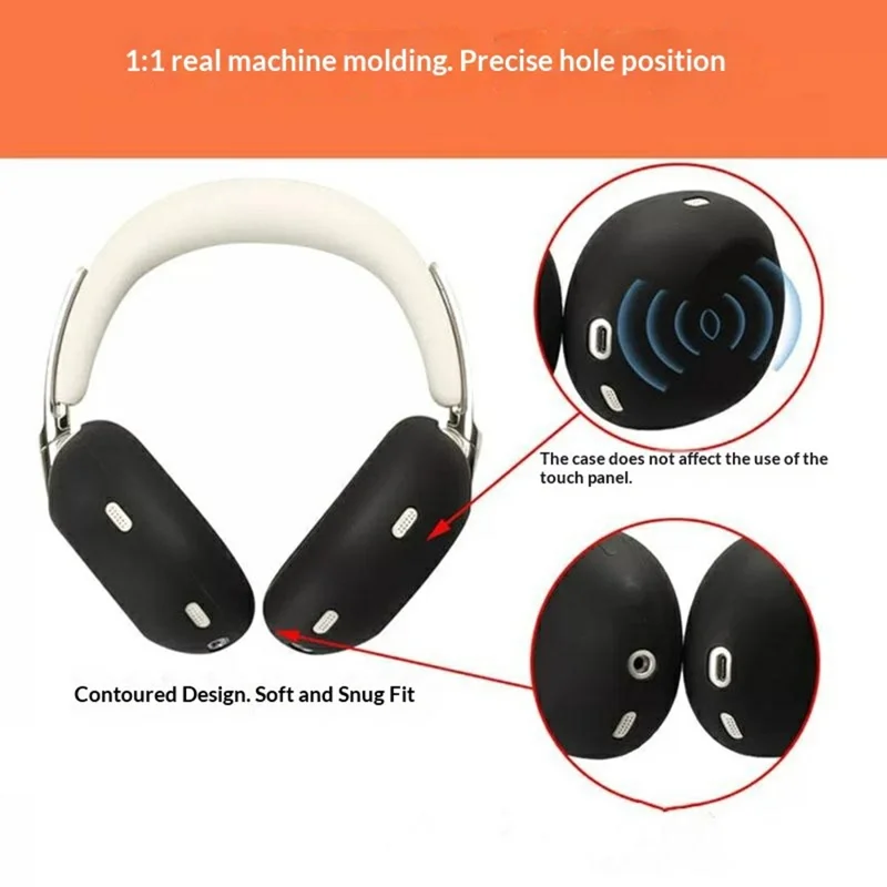 2Pcs for Sony 1000X The Collexion Headphone Silicone Ear Cushion Cover Earpad Protective Case - Black