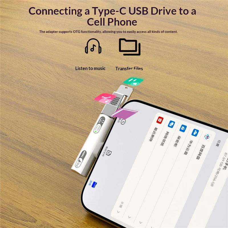 202C-100 PD 100W Fast Charging Type-C to Type-C 10Gbps Data Transfer OTG Headphone Adapter - Grey