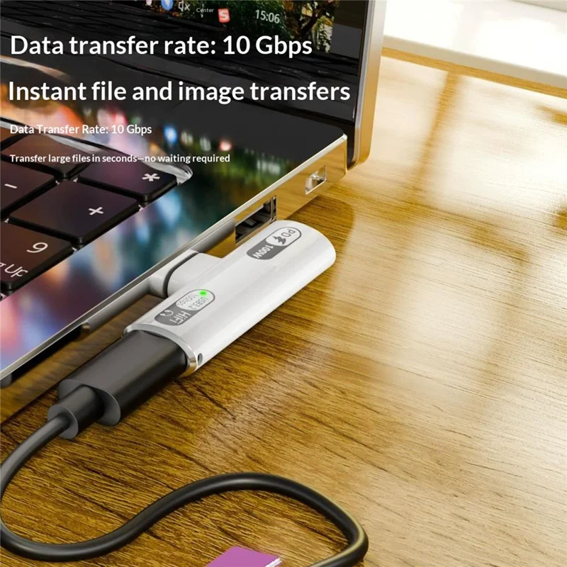 202C-100 PD 100W Fast Charging Type-C to Type-C 10Gbps Data Transfer OTG Headphone Adapter - Grey
