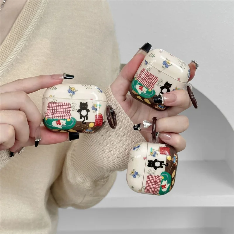 Защитный чехол для AirPods Pro с IMD-рисунком кошки, ТПУ чехол для наушников с карабином