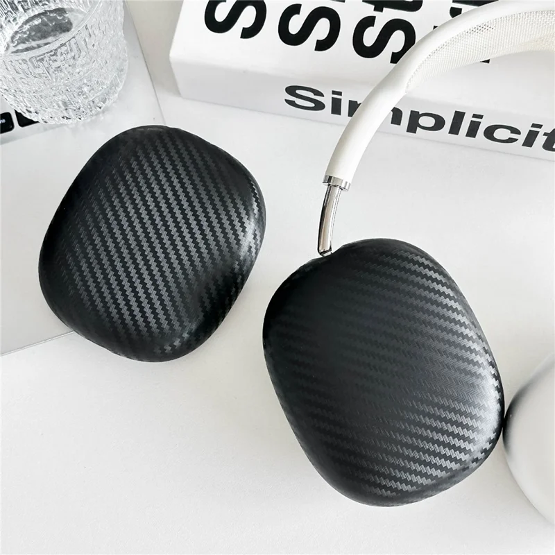 2Pcs For AirPods Max 2 / Max Ear Cushion Cover IMD Carbon Fiber Texture Anti-scratch Protective Case - Black