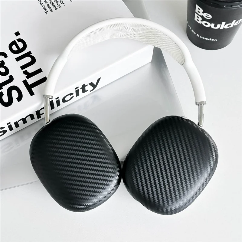 2Pcs For AirPods Max 2 / Max Ear Cushion Cover IMD Carbon Fiber Texture Anti-scratch Protective Case - Black