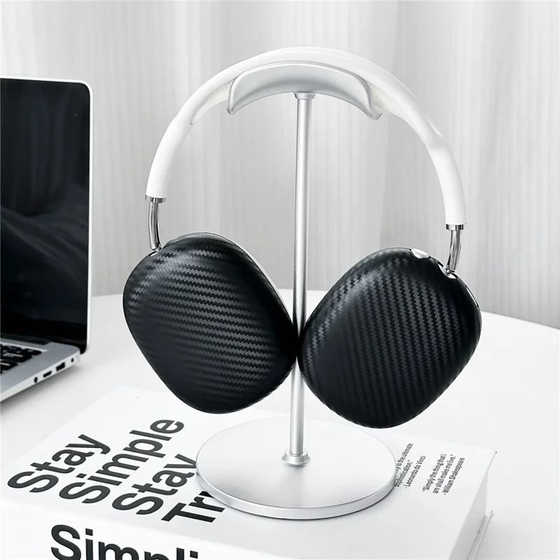 2Pcs For AirPods Max 2 / Max Ear Cushion Cover IMD Carbon Fiber Texture Anti-scratch Protective Case - Black