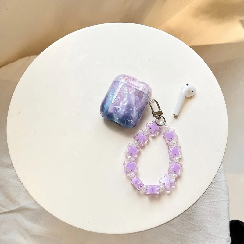 Protective Case for Apple AirPods with Wireless Charging Case (2019) / AirPods with Charging Case (2019) / (2016) , IMD Gradient TPU Earphone Cover with Flower Bracelet