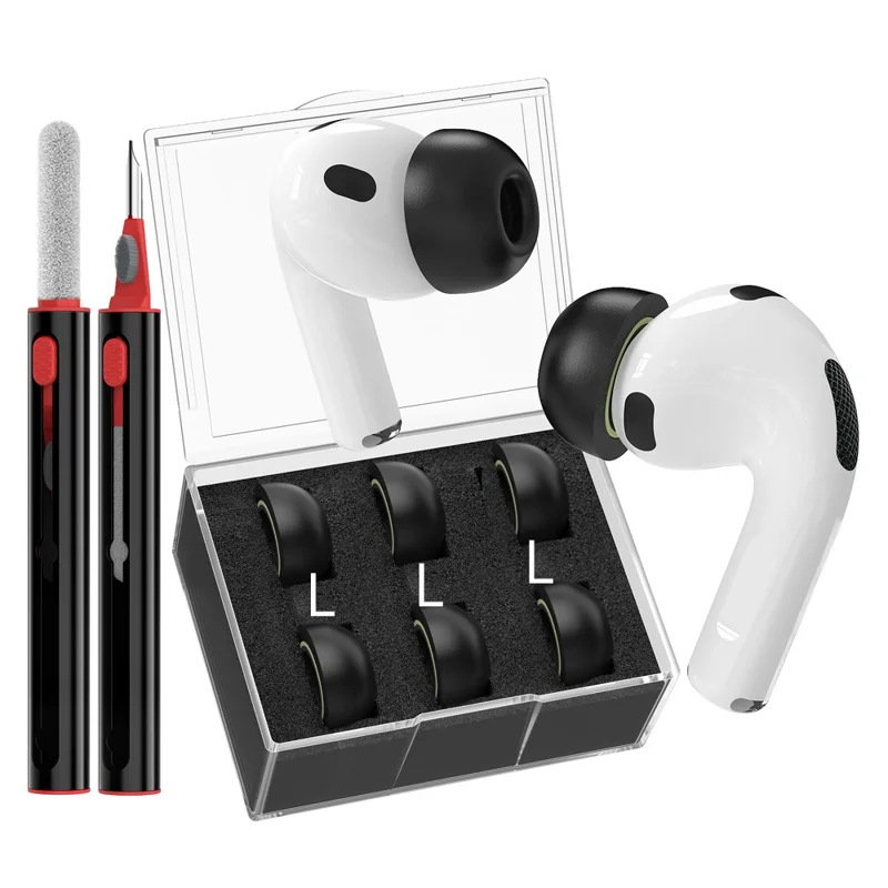 AHASTYLE WE38 3 Pairs Ear Tips for AirPods Pro 3 Silicone Noise Isolation Earbuds Tips Covers with 3 in 1 Cleaning Pen - Size: L