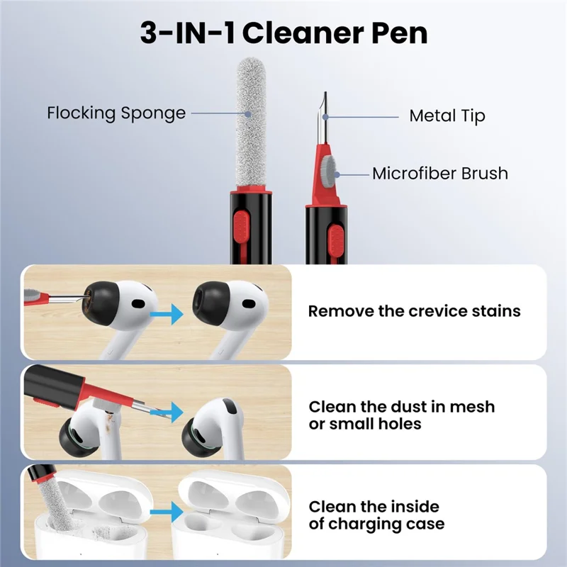 AHASTYLE WE38 3 Pairs Ear Tips for AirPods Pro 3 Silicone Noise Isolation Earbuds Tips Covers with 3 in 1 Cleaning Pen - Size: L