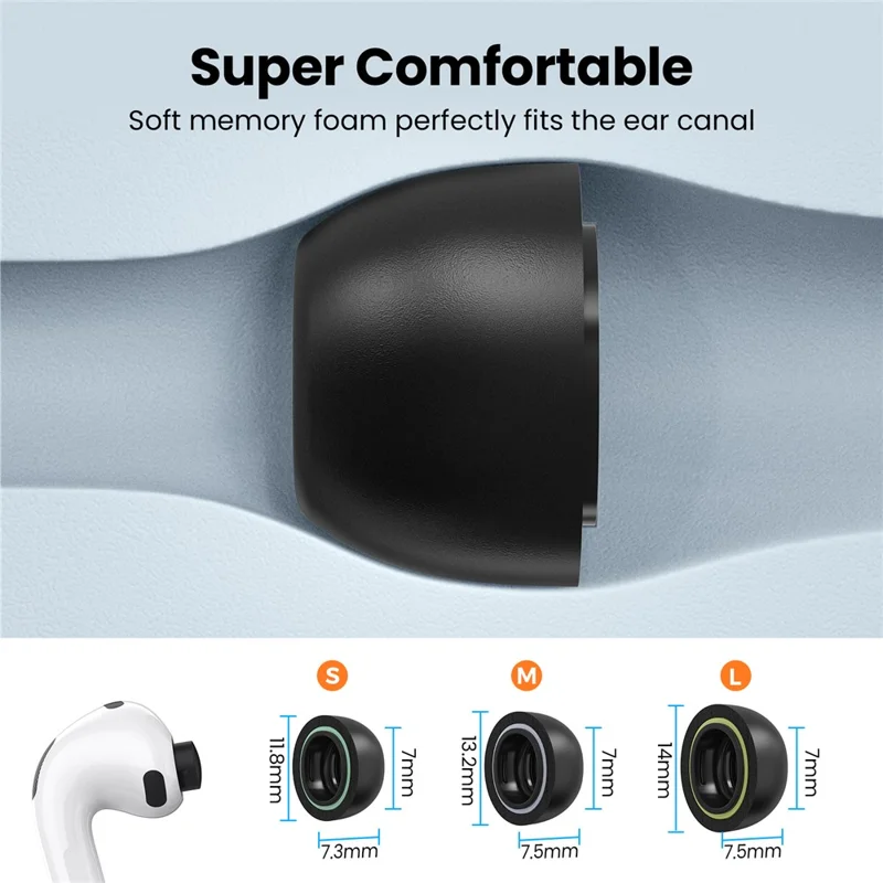 AHASTYLE WE38 3 Pairs Ear Tips for AirPods Pro 3 Silicone Noise Isolation Earbuds Tips Covers with 3 in 1 Cleaning Pen - Size: L
