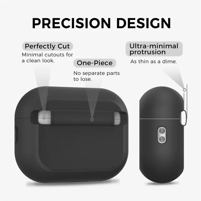 AHASTYLE JY24 for AirPods Pro 3 Case Dust Plug Design Silicone Protective Cover with Hand Strap - Black