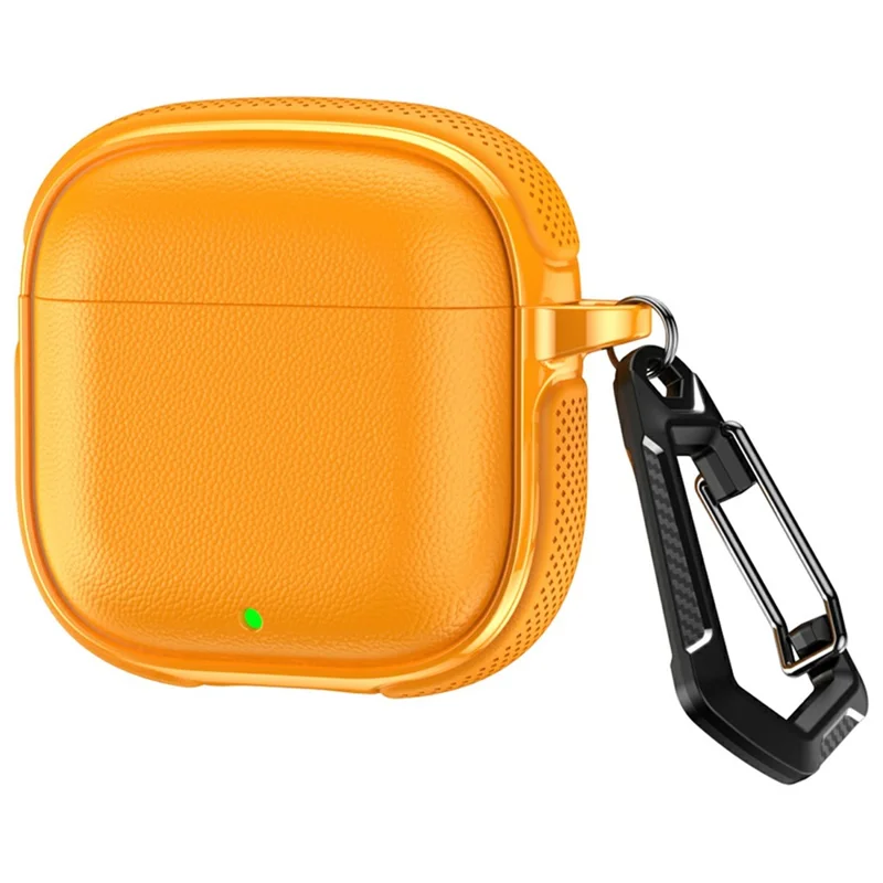 For Huawei FreeBuds SE 3 Case Split Design Leather Texture TPU Earphone Cover with Metal Carabiner - Orange