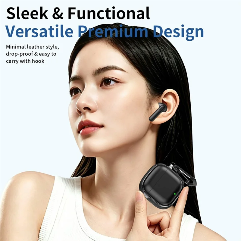 For Huawei FreeBuds SE 3 Case Split Design Leather Texture TPU Earphone Cover with Metal Carabiner - Orange