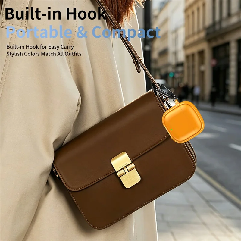 For Huawei FreeBuds SE 3 Case Split Design Leather Texture TPU Earphone Cover with Metal Carabiner - Orange