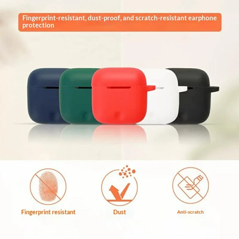 For Honor Earbuds 5e Silicone Case Wireless Earbuds Protective Cover with Anti-Lost Buckle - Blackish Green