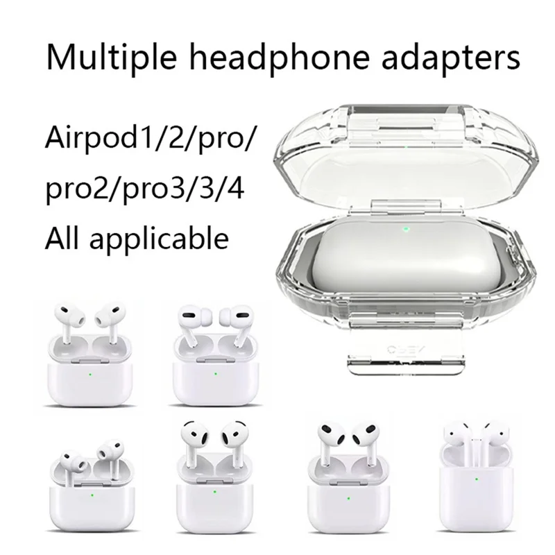 Protective Case for AirPods Pro 3 / Pro 2 / Pro / AirPods 4 / 3 , Hard PC Magnetic Waterproof Shockproof Cover - Transparent Orange