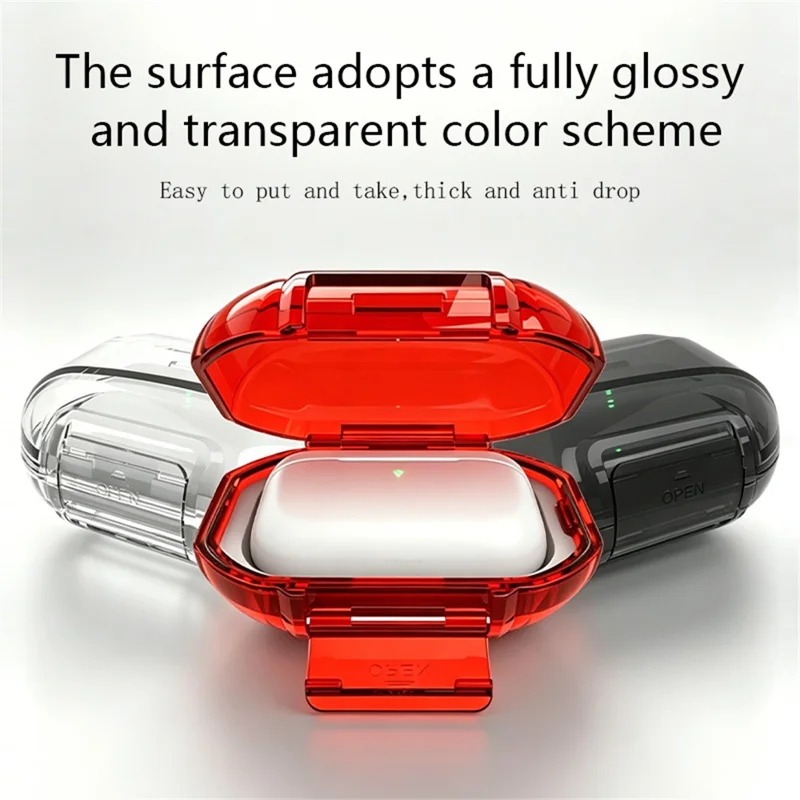 Protective Case for AirPods Pro 3 / Pro 2 / Pro / AirPods 4 / 3 , Hard PC Magnetic Waterproof Shockproof Cover - Transparent Orange