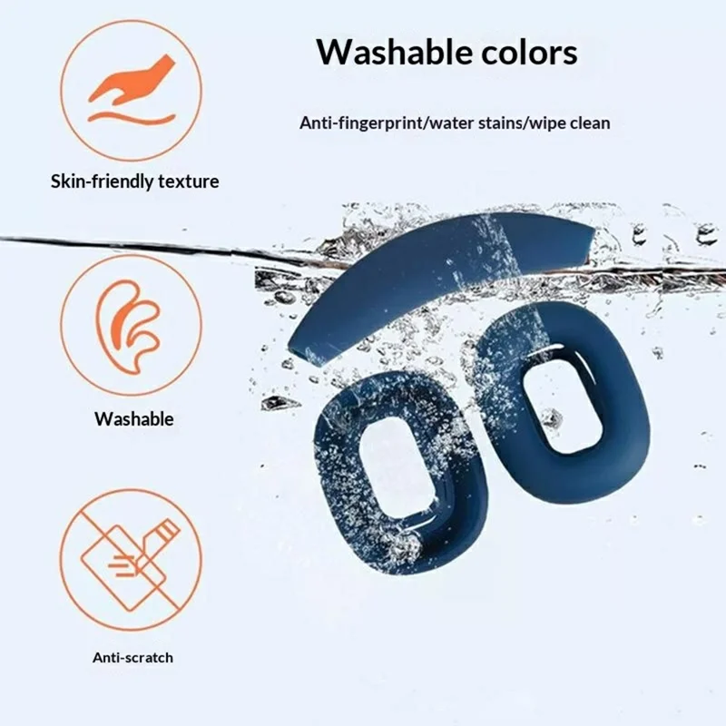 For Nothing Headphone (a) 2Pcs Ear Pad Silicone Case Protective Cover with Headband Sleeve - Dark Blue